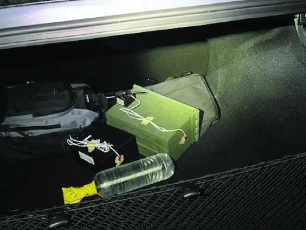 The FBI also released images of two IEDs in the trunk of Crooks’ car. Picture: FBI