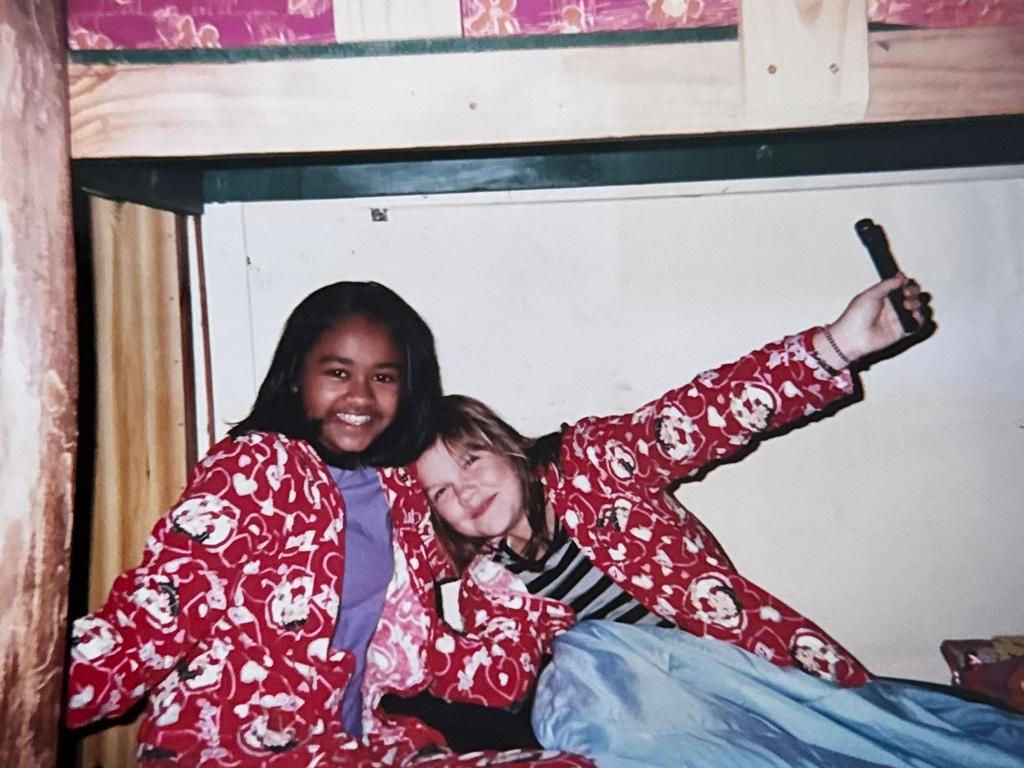 Chloe Chaos (right) with her childhood friend Asia Osborne, who was killed by her father. Picture: Supplied.