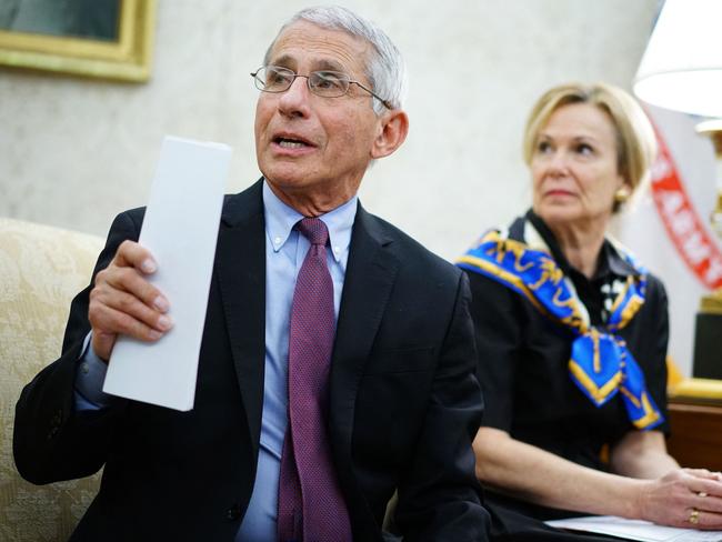 Donald Trump called his former two top coronavirus experts, Anthony Fauci and Deborah Birx, ”self promoters”. Picture: AFP