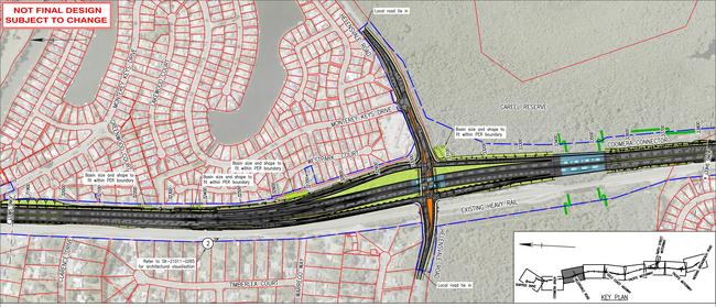 Plans for the Coomera Connector showing the alignment of the proposed road in the Monterey Keys area. Picture: TMR