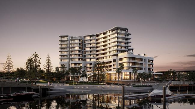 A render of the Crowne Plaza Shell Cove Marina which is set to open in 2025. Picture: IHG Hotels &amp; Resorts