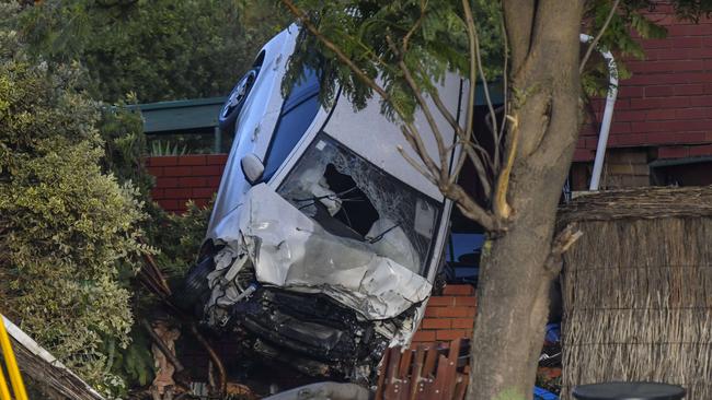 Major crash investigators are at the scene of a crash where a car smashed into a building. The driver has sustained serious injuries following the incident about 3.30am on Wednesday. Picture: Roy VanDerVegt