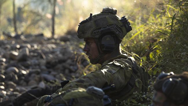 Exercise Brolga Sprint finishes at the Townsville Field Training Area at High Range. A soldier from 1st Battalion, The Royal Australian Regiment rests after assaulting an uphill objective during a live fire Company attack on Exercise Brolga Sprint. Picture: Supplied.