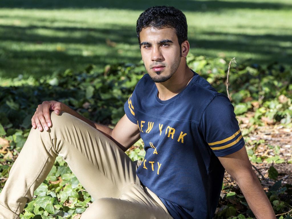 Bahraini footballer Hakeem aloraibi is pictured in the Flagstaff Gardens, Melbourne,Australia.Picture:Ian Currie