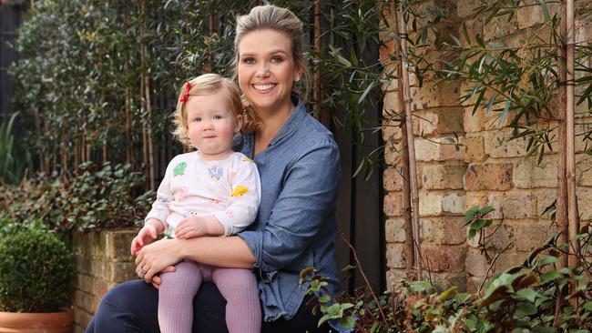 Channel 7 presenter Edwina Bartholomew with her daughter Molly. Edwina has announced on breakfast television that she is pregnant with her second child. Picture: Richard Dobson