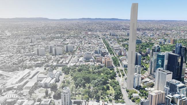 The tall skyscraper would dominate the skyline on the CBD’s northern edge. Picture: DeciBel Architecture
