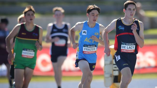 The boys competing in the 800m of the U15 heptathlon. Picture: Dean Martin