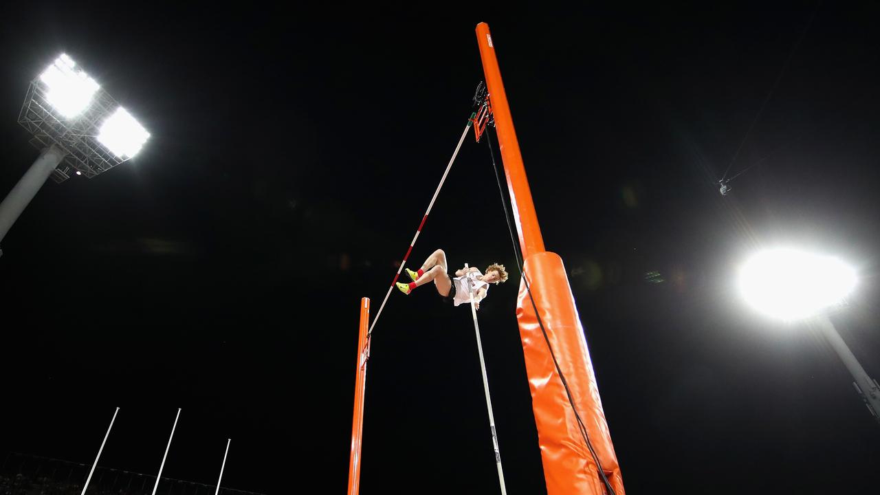 Shawnacy Barber of Canada competes in the Men's Pole Vault final during athletics on day eight of the Gold Coast 2018 Commonwealth Games at Carrara Stadium. Picture: Getty Images