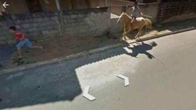 The sheer terror of living in a town where you may be chased by a horse on your way home from school. Picture: Google