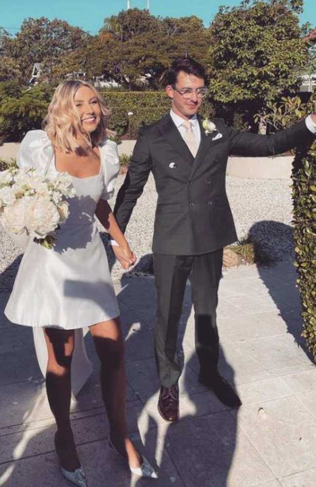 Grace Tobin has tied the knot with her boyfriend Tom. Picture: Instagram/Sylvia Jeffreys