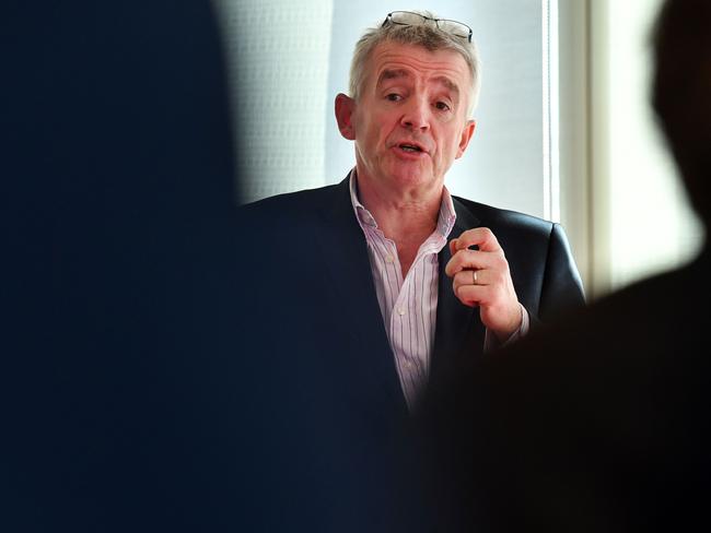 Ryanair CEO Michael O’Leary has similarly bold ideas about the future of low-cost air travel. Picture: AFP/Ben Stansall