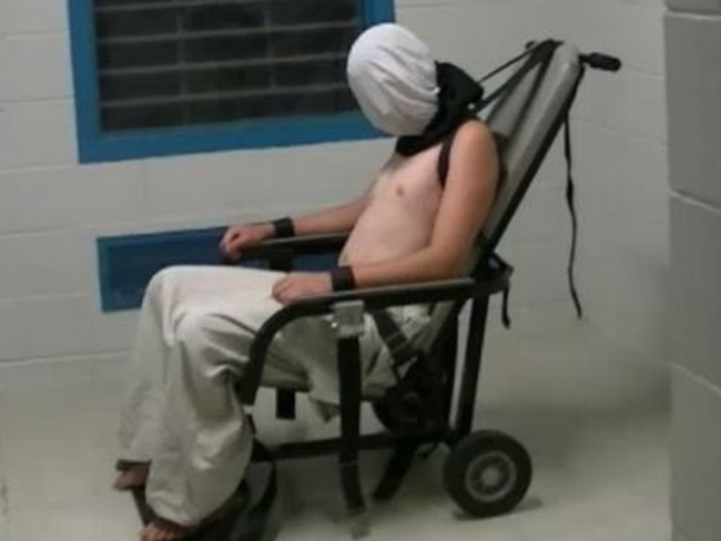 Dylan Voller was strapped to mechanical restraint chair in the Northern Territory and left there for two hours. Picture: Supplied/ABC