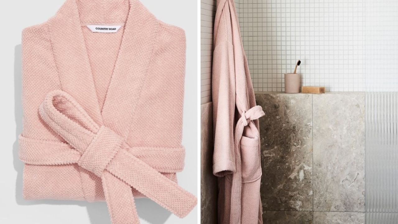 Dress down in style with the Country Road Calo Cotton Bath Robe. Picture: THE ICONIC