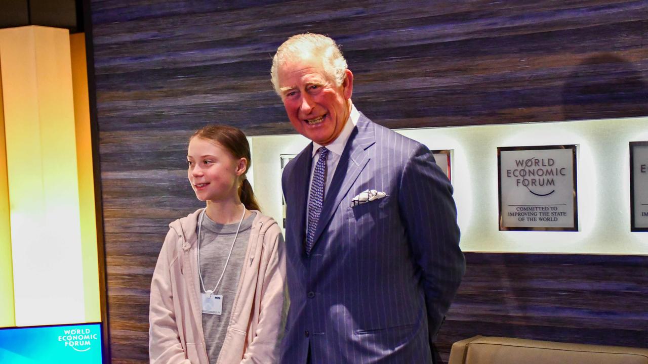 Prince Charles with climate activist Greta Thunberg in January 22, 2020. Picture: Clarence House/AFP