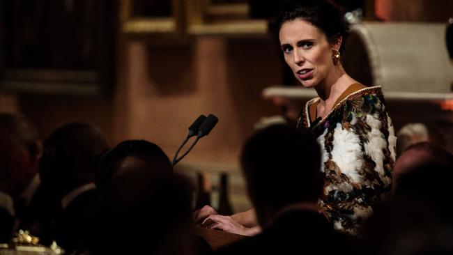 Jacinda Ardern makes a speech during the Commonwealth Heads of Government Meeting. Picture: Getty Images.