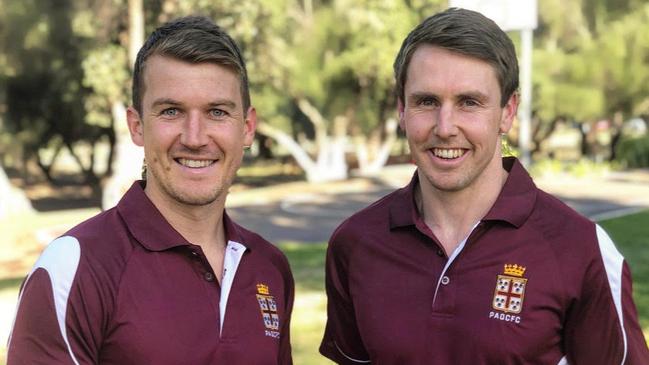 Prince Alfred OC stars Jack Trengove and Craig Pitt will be hoping for a strong win over Sacred Heart OC this weekend. Picture: Prince Alfred Old Collegians Football Club