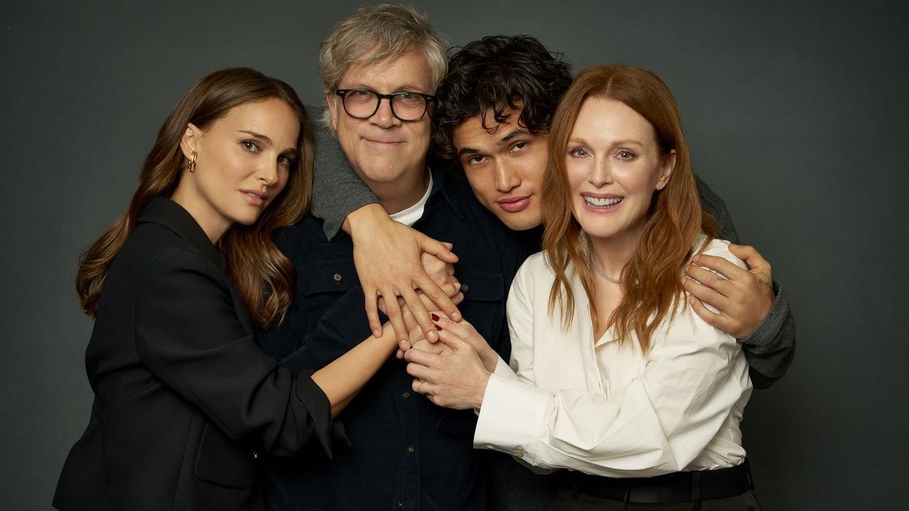 Portman, film director Todd Haynes, Melton and Moore on the promotional tour. Picture: Facebook / May December