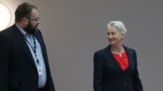 Kerryn Phelps with adviser Darrin Barnett in Parliament House. Pic: Gary Ramage