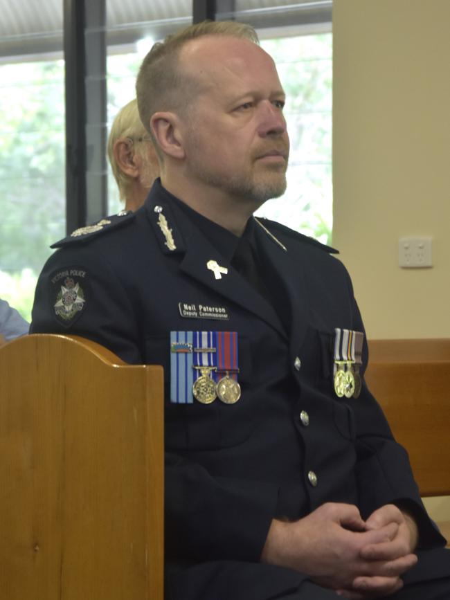 Victoria Police Deputy Commissioner Neil Paterson attended the funeral service in Darwin. Picture: Sierra Haigh