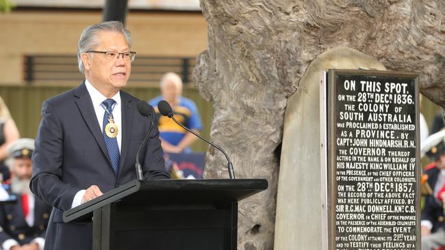 Governor Hieu Van Le at last year’s Proclamation Day ceremony at the Old Gum Tree in Glenelg. Picture: Dean Martin