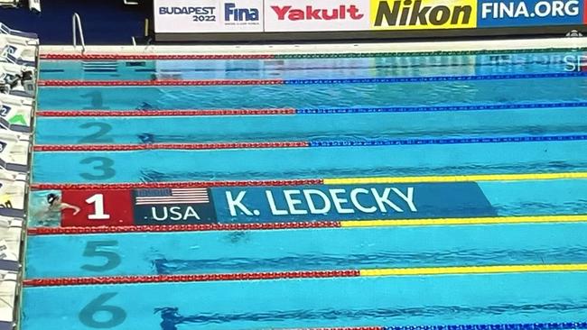 It was Katie Ledecky and then daylight. Photo: CBS, Twitter.