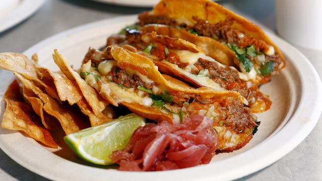 The Quesa Tacos at Smoking Gringos. Picture: Richard Dobson