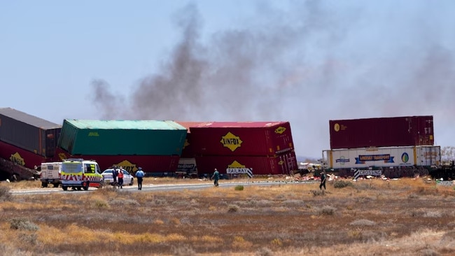 Police were called to Bindarrah this morning after reports of a truck and train crash. Picture: ABC News/Bill Ormonde