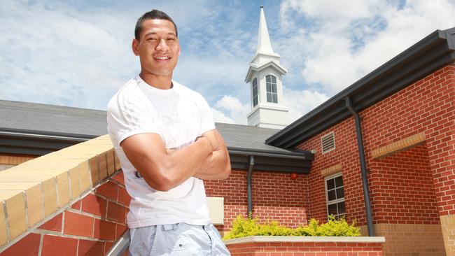 Israel Folau at the Church of Latter day Saints in Karawatha.