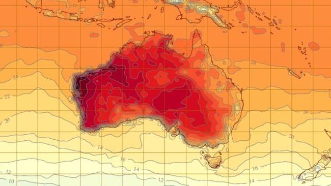 The Bureau of Meteorology's says temperatures could reach as high as 47C on Tuesday. Source: BoM.