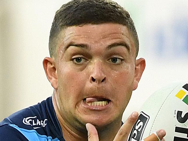 Ashley Taylor of the Titans during the Round 1 NRL match between the Gold Coast Titans and the Canberra Raiders at Cbus Super Stadium in Robina on the Gold Coast, Sunday, March 11, 2018. (AAP Image/Dave Hunt) NO ARCHIVING, EDITORIAL USE ONLY