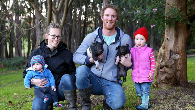 The Meade family of Barongarook Pork. Picture: Andy Rogers