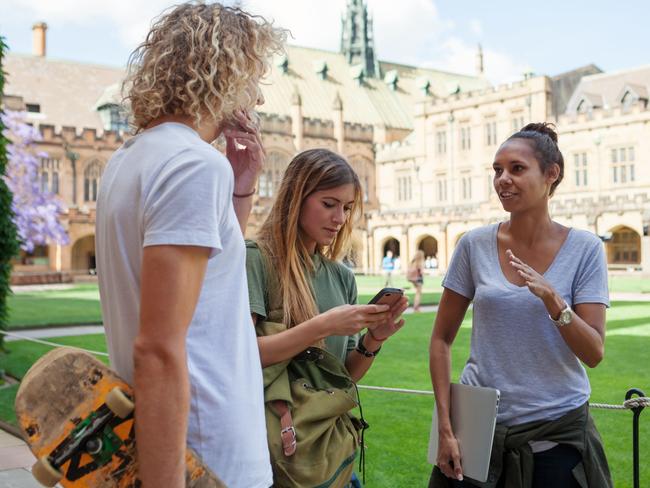 Urban students hanging out, waiting for class outside the university.