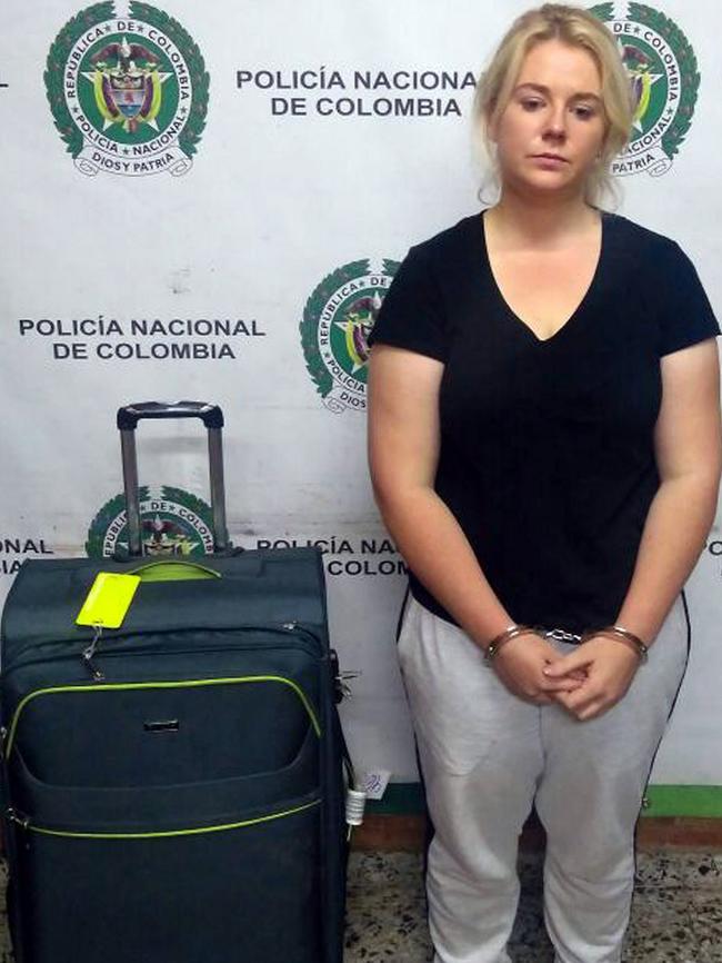 Cassandra Sainsbury during her detention with 5.8 kilos of cocaine.