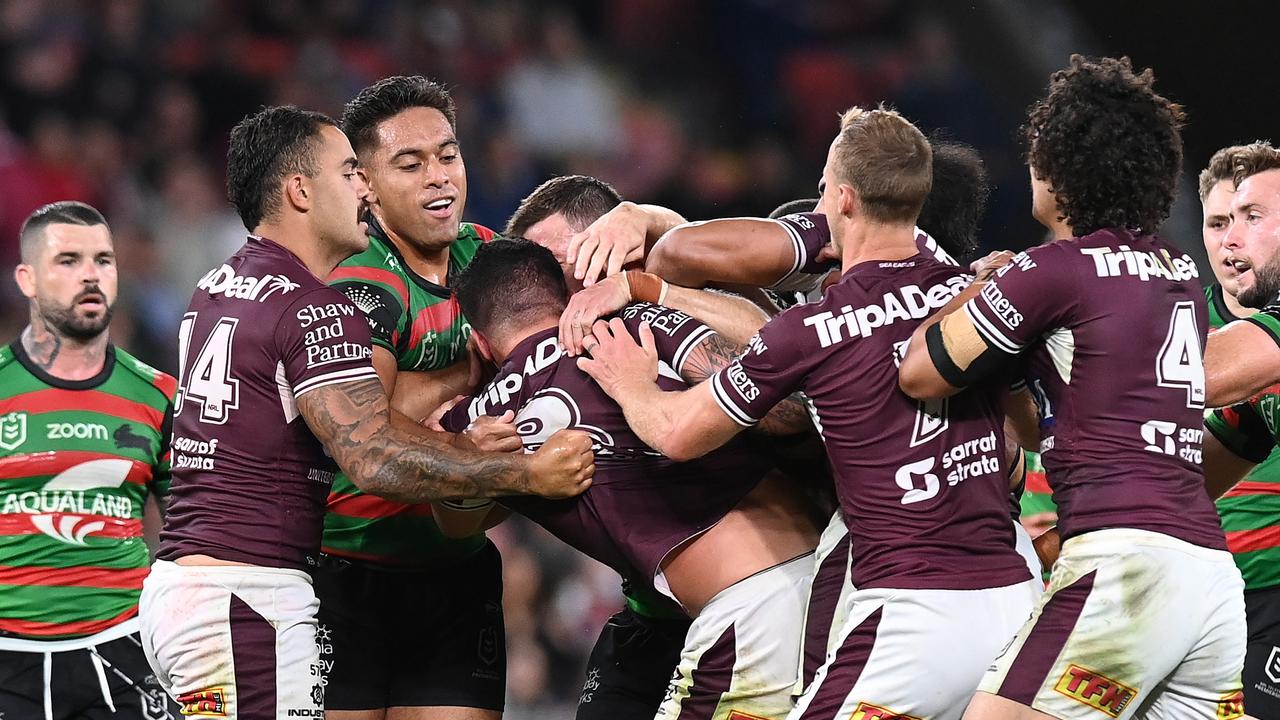 Manly put up a fight but it wasn’t enough. Photo by Bradley Kanaris/Getty Images