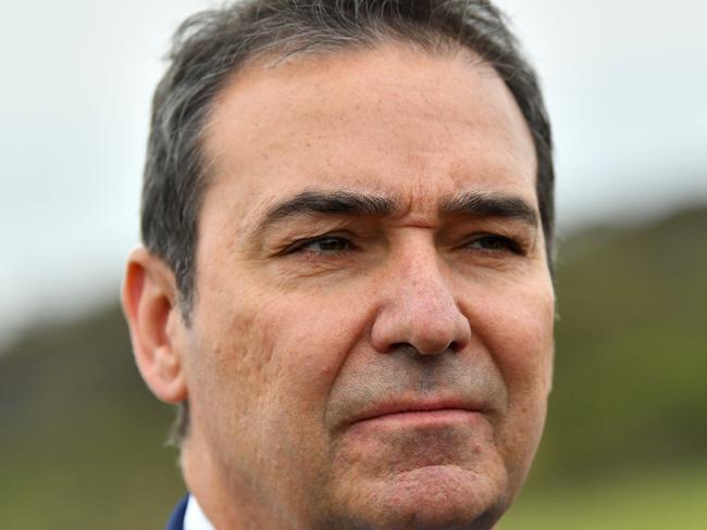 South Australian Premier Steven Marshall is seen at Monarto zoo, Adelaide, Friday, September 20, 2019. Australian businessman and private investor Gerry Ryan OAM is proposing to build the 40 million dollar luxury resort at Monarto. AAP Image/David Mariuz) NO ARCHIVING.