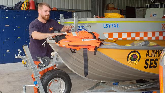 DOUBLE CHECK: State Emergency Service Lismore Unit will deploy four swiftwater technicians including Harley Armstrong, who double checks they have all the equipment accounted for before leaving on Friday March 19, 2021.