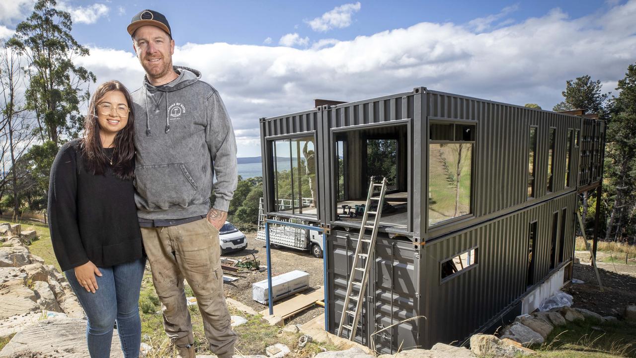 Josh and Kiara Rolf are building a shipping container home at Flowerpot. Picture: Chris Kidd