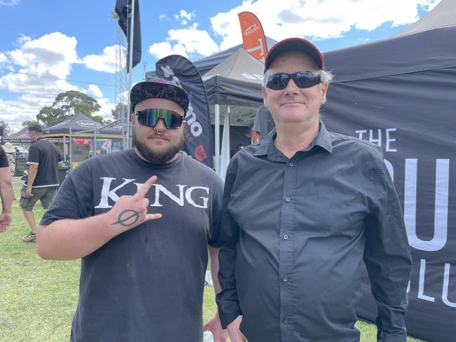 Scott Hughes and Ian Hughes at the 2024 Meatstock Festival at Bendigo Showgrounds. Photo: Himangi Singh