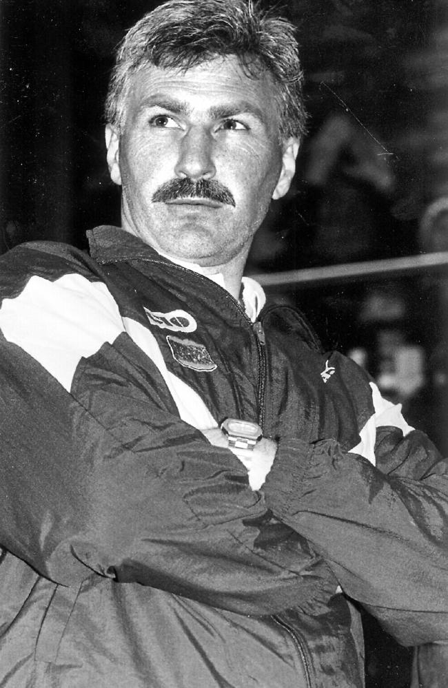 Eagles coach Mick Malthouse during 1992 Grand Final Parade. Picture: HWT Library.