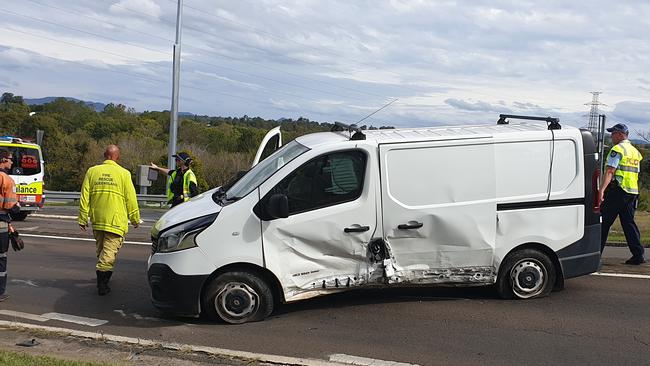 A van was pushed across the road by the impact of yesterday’s crash near Normanby Bridge.