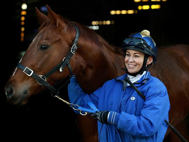 Jockey Kathy O'Hara returns to trackwork. Picture: Gregg Porteous