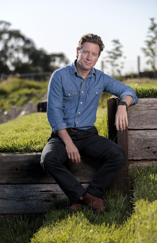 Financial Adviser and author Scott Pape at his property in Chitin Victoria. Picture: David Geraghty.