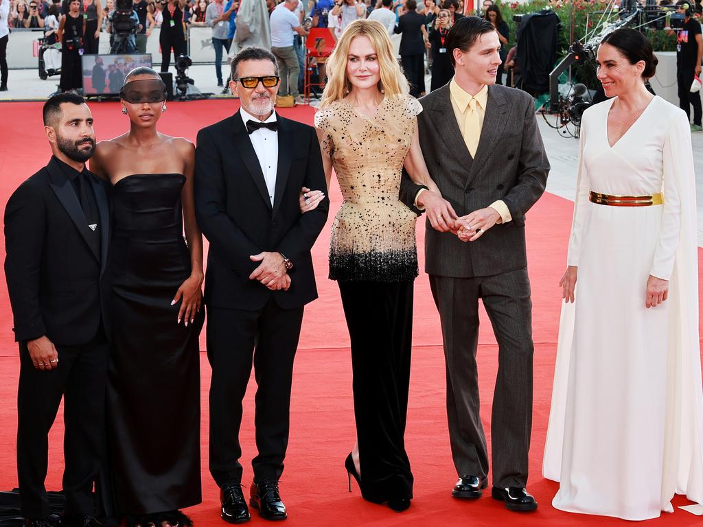 David Hinojosa, Sophie Wilde, Antonio Banderas, Nicole Kidman, Harris Dickinson and Halina Reijn attend a red carpet for "Babygirl" during the 81st Venice International Film Festival. Picture: Matt Winkelmeyer/Getty Images