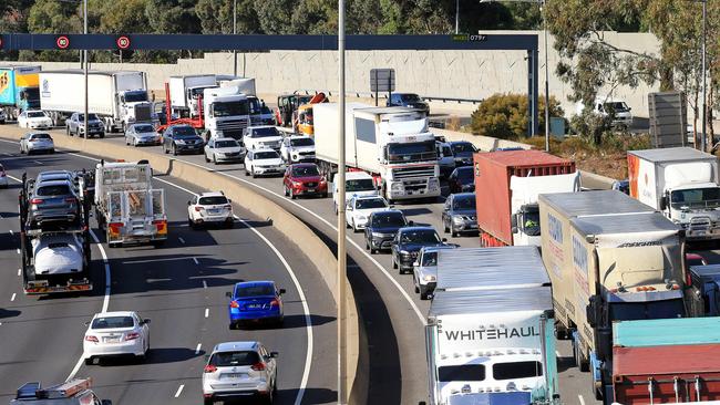 Heavy traffic on the Monash Fwy as more commuters turn to their cars. Picture: Mark Stewart