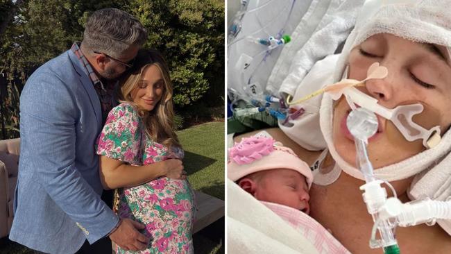 Jackie and her husband, Austin (left), have welcomed their daughter. Picture: Instagram, GoFundMe