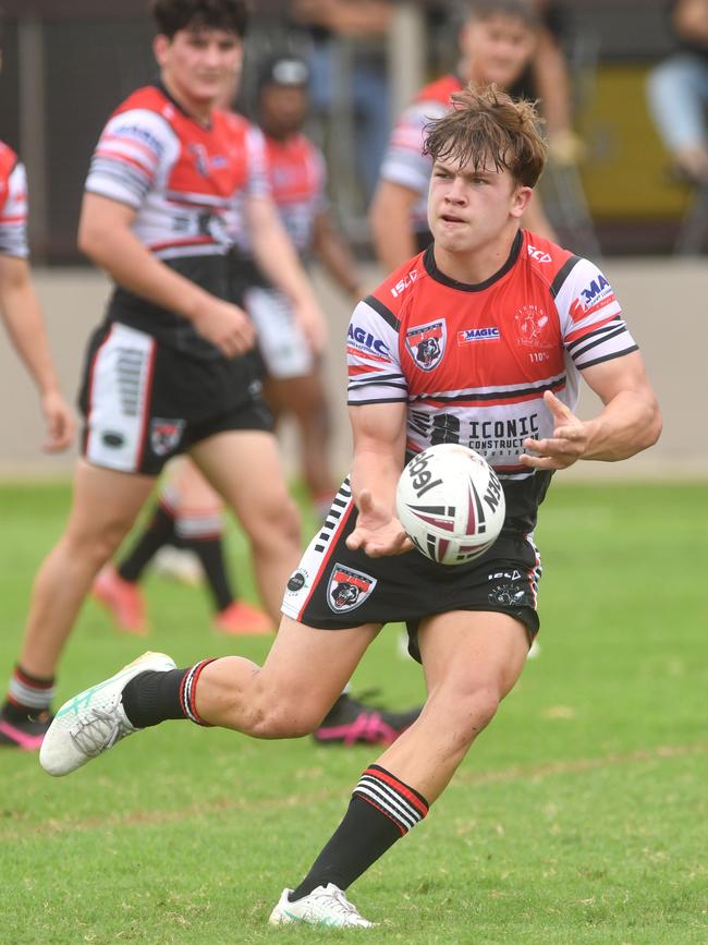 Kirwan High against Ignatius Park College in the Northern Schoolboys Under-18s trials at Brothers Rugby League Club in Townsville. Cooper Cox. Picture: Evan Morgan