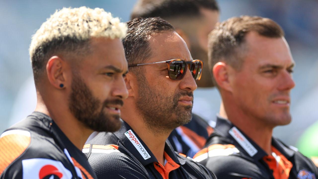 CANBERRA, AUSTRALIA - MARCH 16: Benji Marshall, new head coach of the Wests Tigers looks on during the NSW Cup ahead of the round two NRL match between Canberra Raiders and Wests Tigers at GIO Stadium, on March 16, 2024, in Canberra, Australia. (Photo by Jenny Evans/Getty Images)