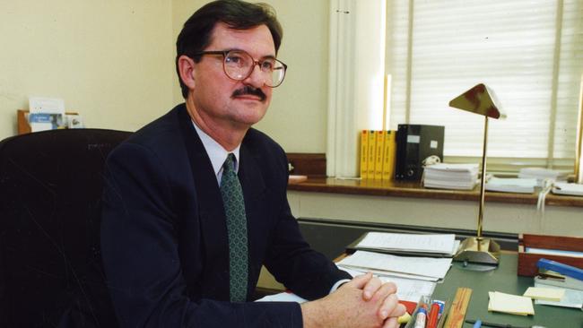 Former Emergency Services Minister Kym Mayes in his office in 1992.