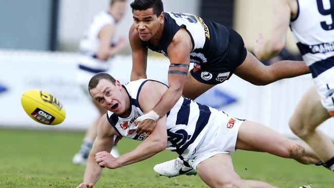 Ex-South Adelaide workhorse Jake Veide was among Port Noarlunga’s best on Saturday. Picture Sarah Reed