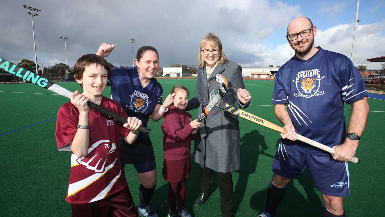 Minister for Commonwealth Games Delivery Jacinta Allan visits Corio in 2022 to announce a major upgrade for the Games. Picture: Alan Barber